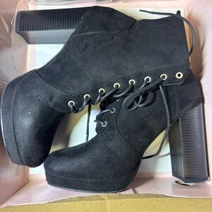 Charlotte Russe Dark Lace-Up Ankle Boots